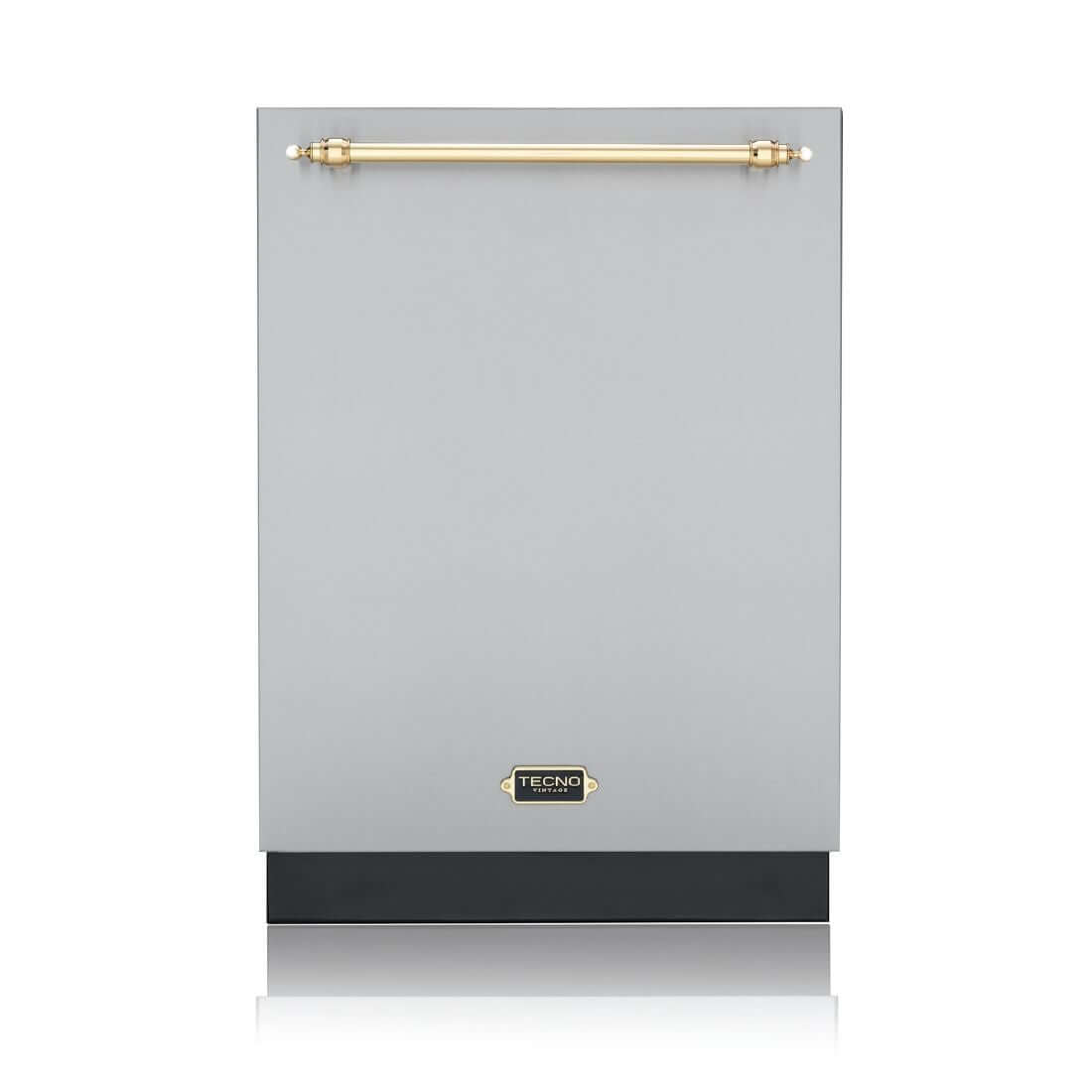 Alt Tag: Lava-Louças Tecno Vintage revestível 60cm inox com puxador dourado e capacidade para 16 serviços
