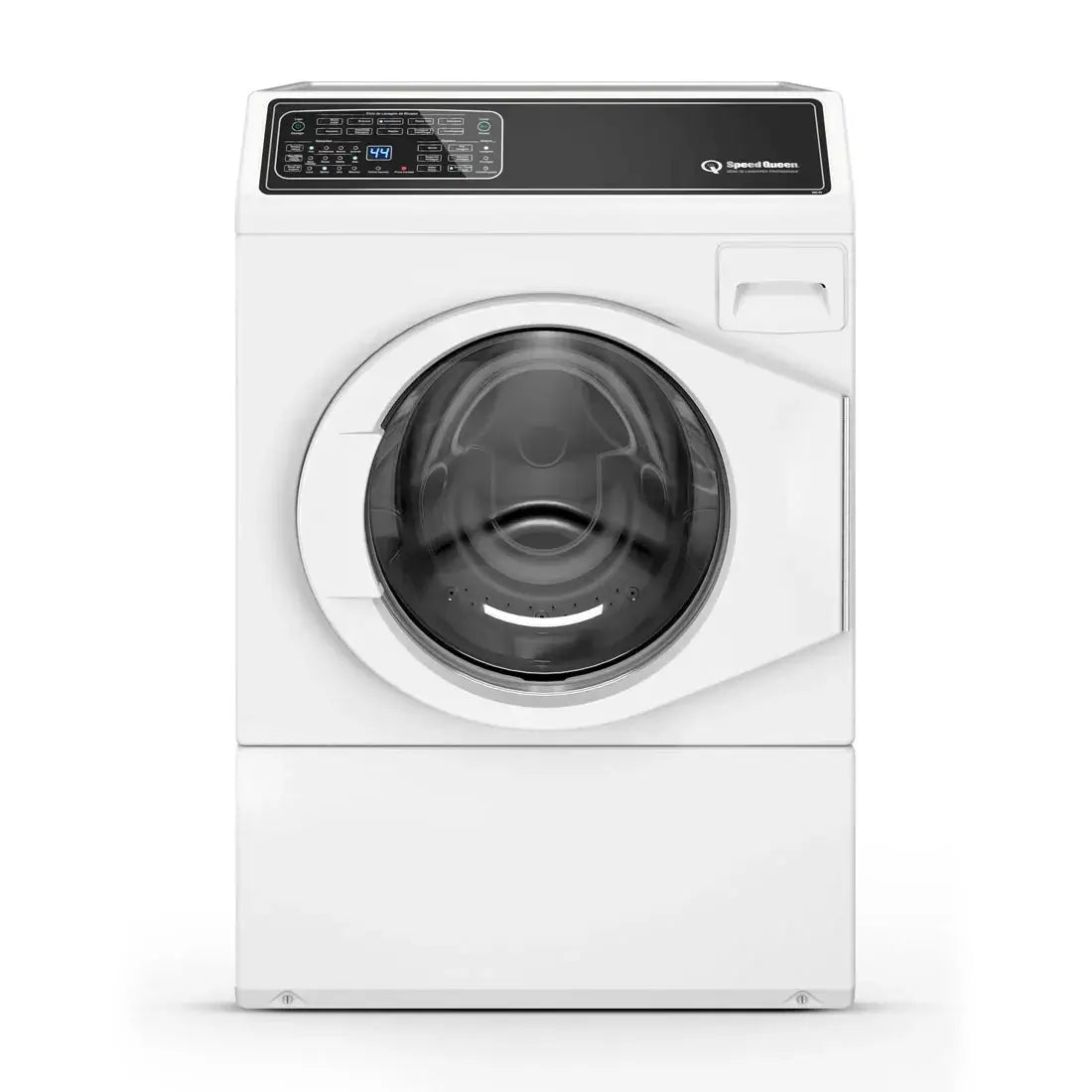 Lavadora de Roupas Speed Queen 10,5 Kg Branca AFNE9B com design moderno e painel digital.