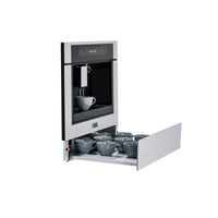 Cafeteira Tecno Vintage Automática de Embutir Inox 60cm: máquina de café de embutir em inox com display, saída dupla e gaveta com xícaras