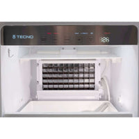 Máquina de Gelo Tecno Professional 50kg/dia Inox 45cm com painel touch, visor digital, acabamento inox e instalação de embutir