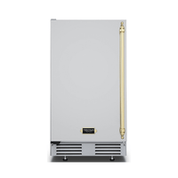 Máquina de Gelo Tecno Vintage 50kg/dia Inox 45cm - máquina de gelo de embutir em inox com puxador dourado e frente lisa