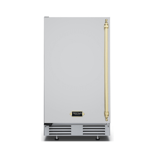 Máquina de Gelo Tecno Vintage 50kg/dia Inox 45cm - máquina de gelo de embutir em inox com puxador dourado e frente lisa