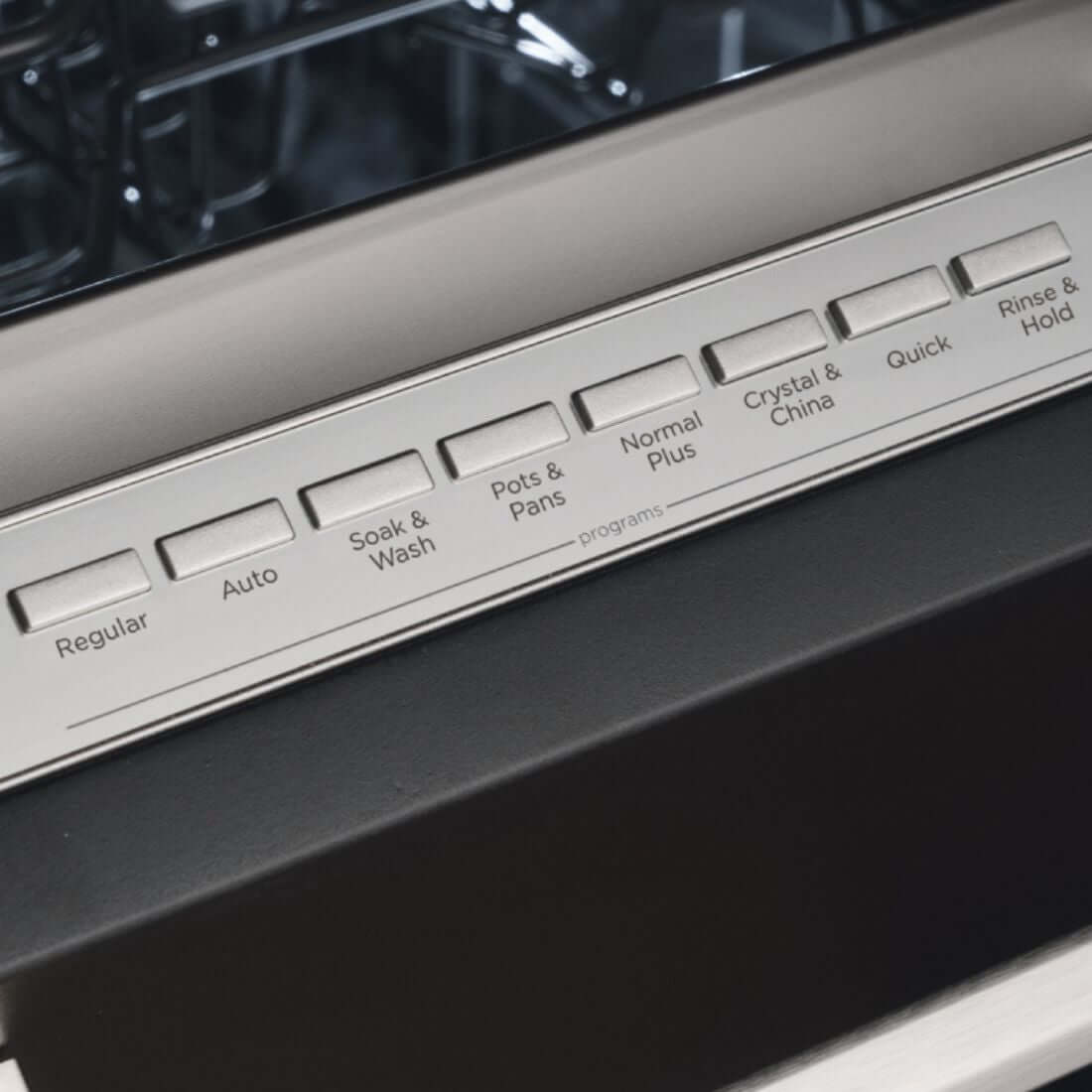 Lava-Louças Bertazzoni Heritage 16 Serviços Inox 60cm: máquina de lavar louça em inox com painel de controle integrado e botões de programas visíveis