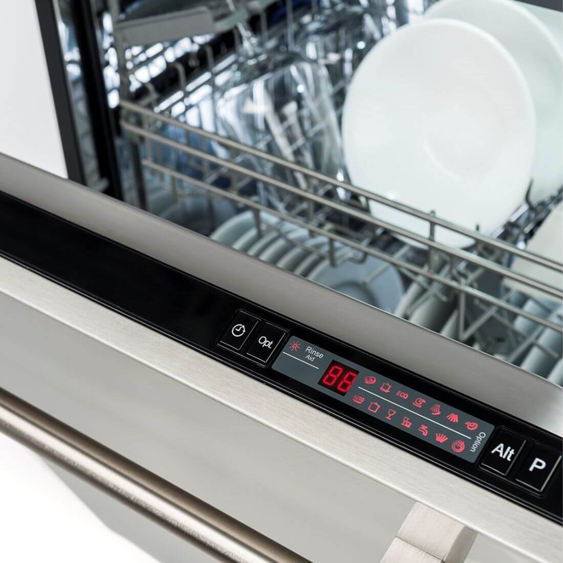Lava-Louças Bertazzoni Master 14 Serviços Inox 60cm, lava louças integrada em inox com painel digital touch visível e cestos internos