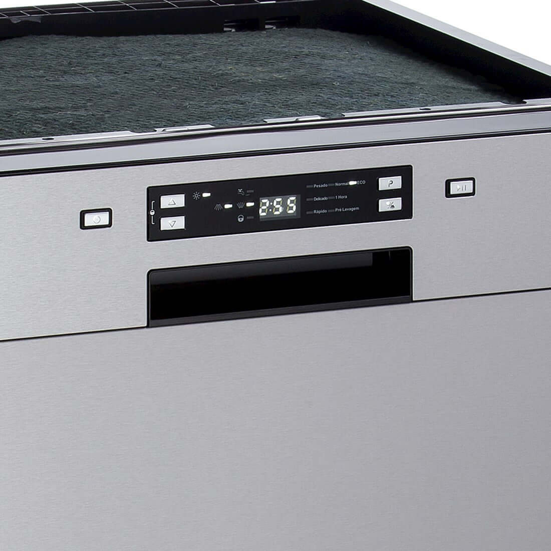 Lava-Louças Cuisinart Prime 14 Serviços Inox 60cm — lava louças de embutir em inox com painel digital, alça embutida e acabamento escovado