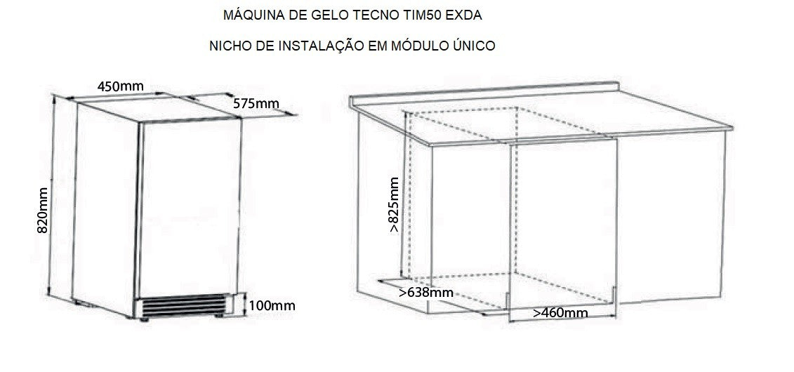 Máquina de Gelo para Embutir Tecno Professional Inox 45cm 220V