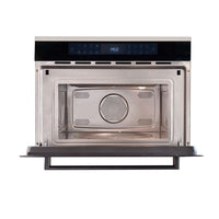 Forno Micro-ondas Combinado Cuisinart Arkton 38 Litros Inox 60cm mostrado com porta aberta, interior inox, painel digital touch e instalação de embutir