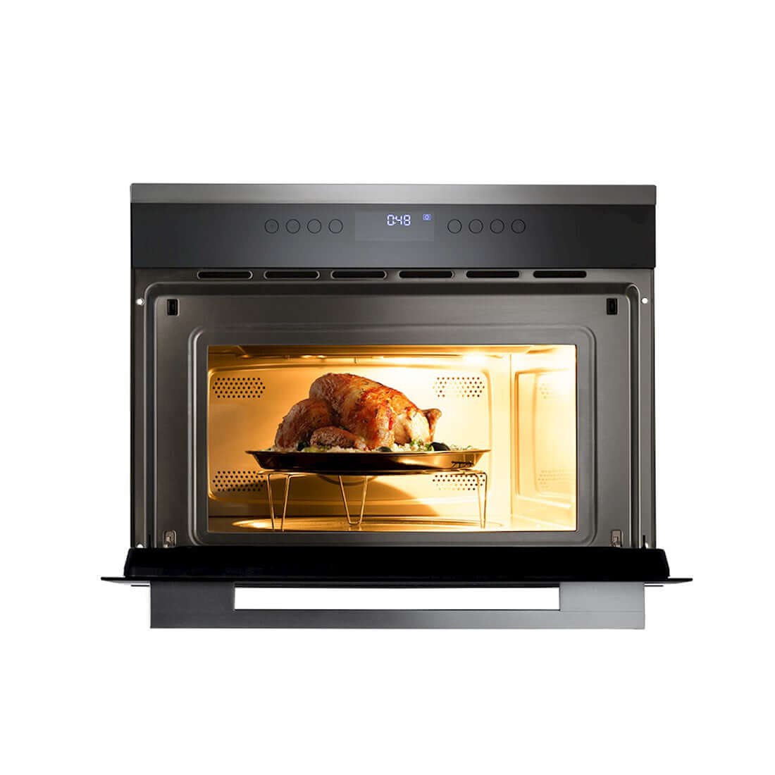 Forno Cuisinart Prime Combinado com Micro-ondas  Inox 60cm 35 Litros - forno combinado de embutir em inox com porta de vidro triplo, painel touch e interior iluminado