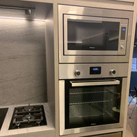 Torre Quente Debacco Zurique Inox 60cm l Forno e Micro: torre quente Debacco com micro-ondas de embutir e forno elétrico inox, painel touch e acabamento escovado