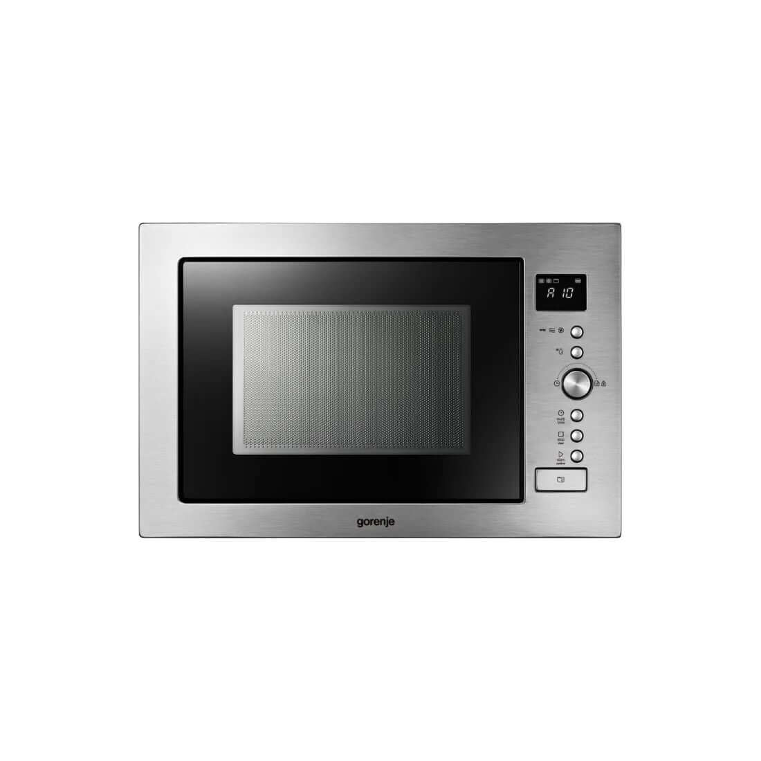 Forno Gorenje Combinado com Micro-ondas 32 Litros Inox 60cm - forno combinado inox de embutir com painel digital, botões e porta de vidro preto