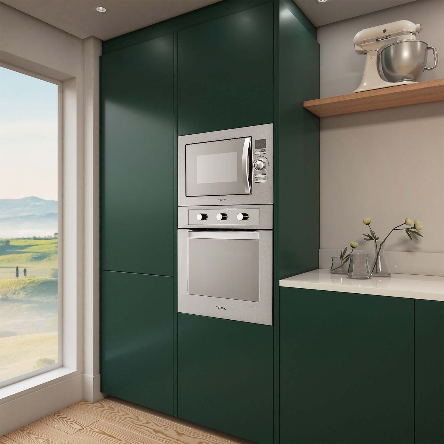 Forno Tecno Combinado com Micro-ondas  25 Litros Inox 60cm embutido em inox com painel digital, porta de vidro e acabamento inox escovado