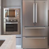 Forno Tecno Combinado com Micro-ondas  25 Litros Inox 60cm instalado de embutir em inox com painel digital e porta de vidro, design moderno