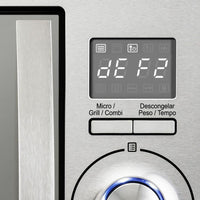 Forno Tecno Combinado com Micro-ondas  25 Litros Inox 60cm mostrando painel digital e botão rotativo em inox para embutir