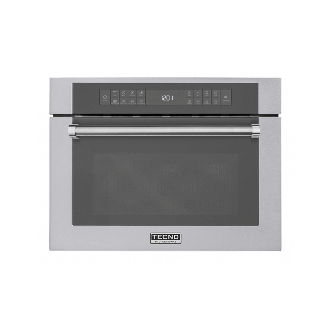 Alt Tag: Torre Quente Tecno Professional Inox 60cm | Forno, Micro e Gaveta - Tecno micro-ondas de embutir 38L em inox com painel digital touch e porta de vidro
