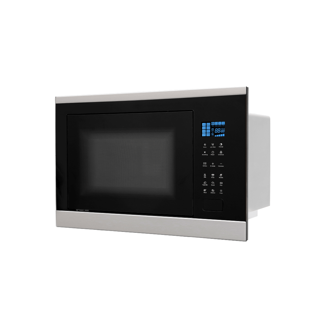 Alt Tag: Micro-ondas Evol C17 25 litros embutir vidro preto inox 60cm painel touch grill incluso