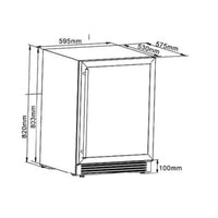 Cervejeira Tecno de Revestir 136 Litros 60cm - Porta Reversível desenho técnico com dimensões, instalação de embutir e frente para revestir