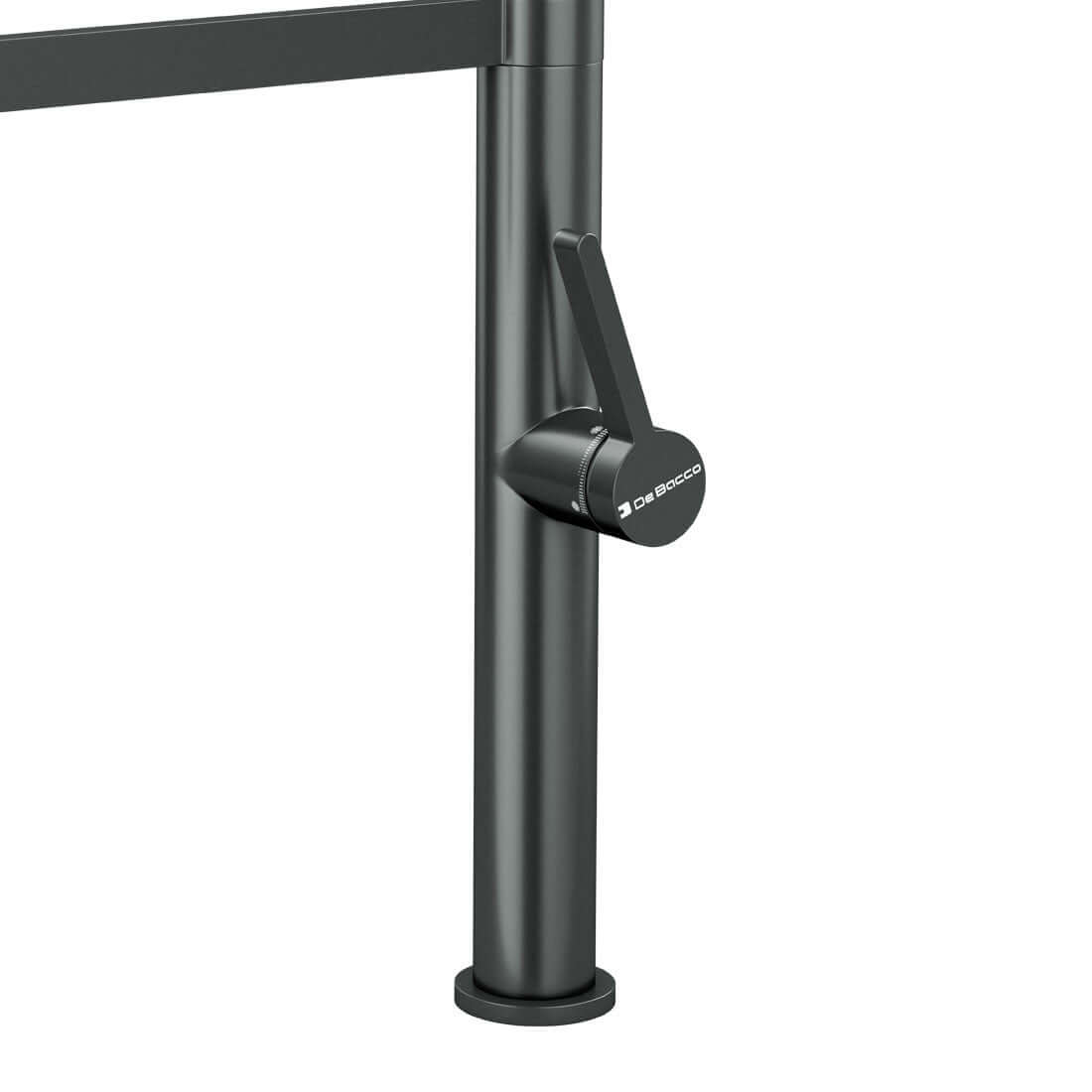 Misturador Monocomando Debacco para Cozinha com Imã Grey em acabamento escovado com design moderno.