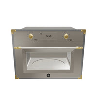 Forno Micro-ondas Combinado Bertazzoni Heritage 40 Litros Marfim 60cm - forno combinado de embutir em inox marfim com detalhes dourados, painel digital e porta de vidro