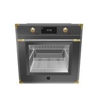 Forno Elétrico a Vapor Bertazzoni Heritage 76 Litros Inox 60cm - forno elétrico de embutir Bertazzoni em inox escovado com puxador dourado, painel digital e porta de vidro