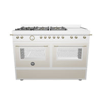 Fogão Bertazzoni Heritage Marfim 120cm 6 Bocas Forno Elétrico 138L