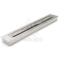 Lareira Ecológica 121cm Inox escovado com Tampa  e Acendedor da K3, queimador ecológico embutir em inox escovado, design longo e moderno