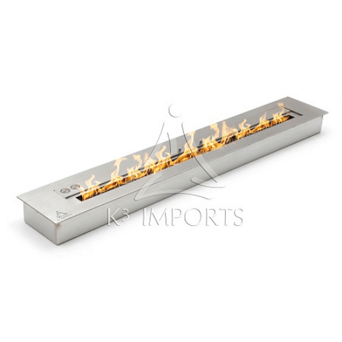 Lareira Ecológica 121cm Inox escovado com Tampa  e Acendedor - queimador ecológico embutir em inox escovado com tampa e chamas longas