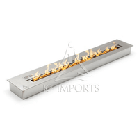Lareira Ecológica 121cm Inox escovado com Tampa  e Acendedor - queimador ecológico embutir em inox escovado com tampa e chamas longas