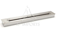 K3 queimador Lareira Ecológica 121cm Inox escovado com Tampa  e Acendedor em inox escovado embutir, formato retangular e acabamento polido