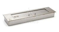 K3 queimador - Lareira Ecológica 61cm Inox escovado com Tampa  e Acendedor, queimador ecológico embutir em inox escovado retangular prateado