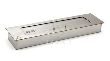 K3 queimador - Lareira Ecológica 61cm Inox escovado com Tampa  e Acendedor, queimador ecológico embutir em inox escovado retangular prateado