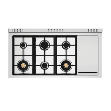 Fogão Bertazzoni Master 6 bocas inox com queimadores a gás e design moderno, eficiência e segurança.