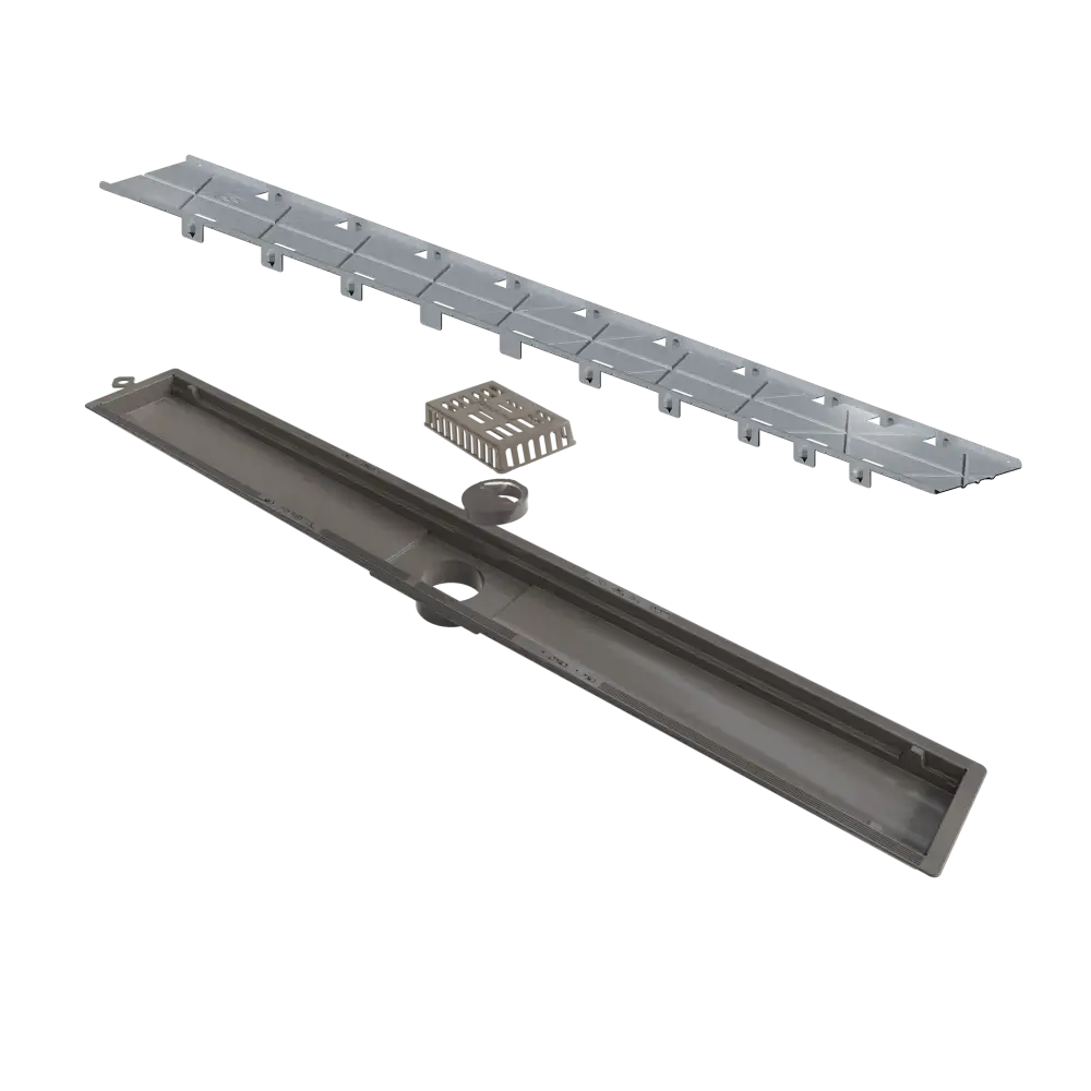Ralo Linear Elleve Versalite 75cm Tampa Oculta - Saída Central em inox escovado, ralo linear oculto com canaleta e saída central para banheiro
