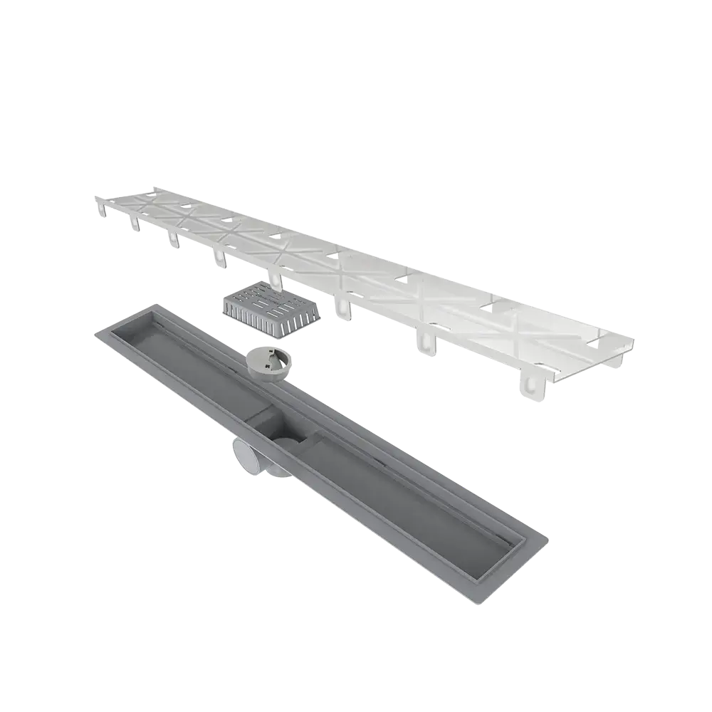 Ralo Linear Elleve Smart 70cm Tampa Oculta - Saída Central, ralo linear Elleve em inox escovado 70cm com design oculto e saída central