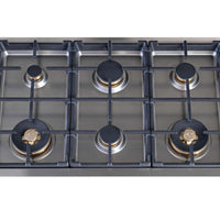 RangeTop Bertazzoni Master 6 Bocas a Gás Inox 91cm com queimadores profissionais em latão.