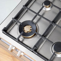 Detalhe do queimador em inox do RangeTop Bertazzoni Master 6 Bocas a Gás Inox 91cm com trempes em ferro.