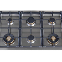 RangeTop Bertazzoni Professional 6 Bocas a Gás Inox 91cm com 6 queimadores a gás em inox escovado.
