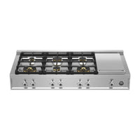 RangeTop Bertazzoni Professional 6 bocas e Grill Elétrico Inox 122cm com 6 queimadores em inox escovado.