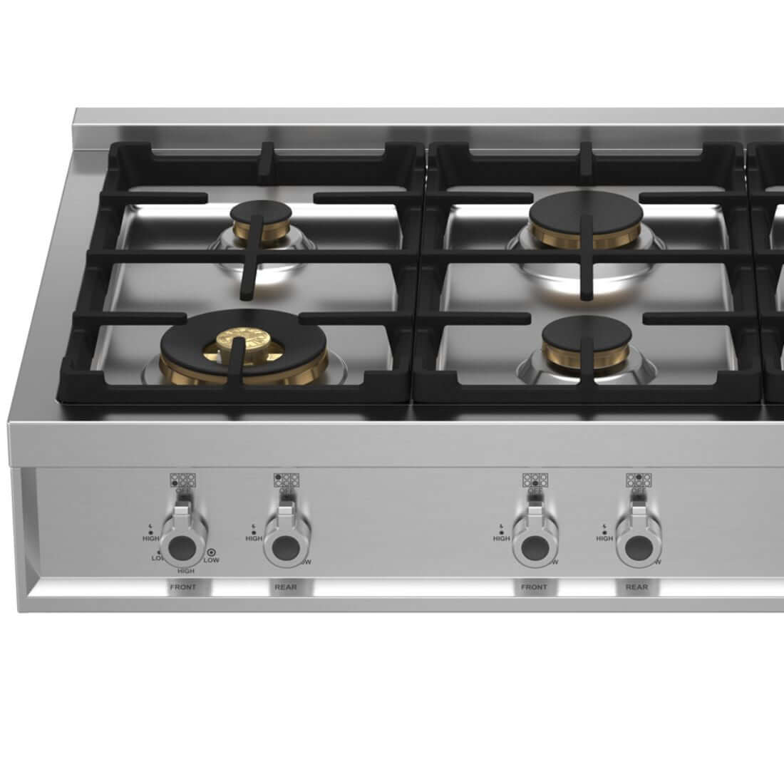RangeTop Bertazzoni Professional 6 Bocas a Gás Inox 91cm com queimadores em latão e controles de potência.