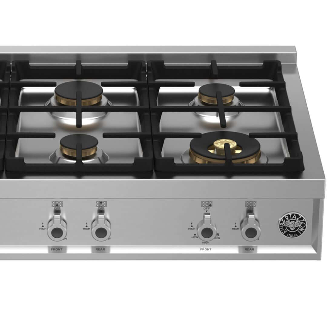 RangeTop Bertazzoni Professional 6 Bocas a Gás Inox 91cm com queimadores de latão e trempes em ferro guza.