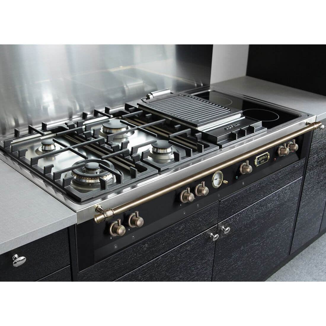 Rangetop Lofra Dolcevita 5 Bocas e 2 Zonas Elétricas Preto 120cm com queimadores profissionais.