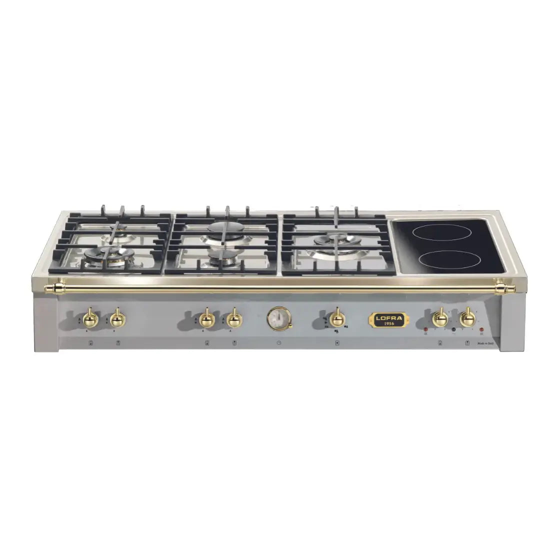 Rangetop Lofra Dolcevita 5 Bocas e 2 Zonas Elétricas Inox 120cm com queimadores profissionais e design elegante.