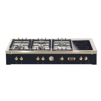 Rangetop linha Dolcevita 5 Bocas á Gás e 2 Zonas Elétricas Preto 120cm 220V
