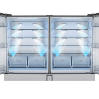 Interior do Refrigerador Bertazzoni Master DUO com prateleiras amplas e tecnologia de refrigeração Surround Cooling System.
