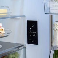 Painel de controle do Refrigerador Bertazzoni com opções de temperatura e modos de resfriamento.