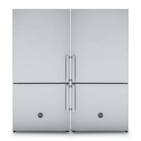Refrigerador Bertazzoni Professional DUO Bottom Freezer de aço inox com 4 portas e capacidade de 1002L.