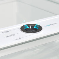 Painel de controle do Refrigerador Tecno Vintage Bottom Freezer 324 Litros Inox 60cm com ajuste de umidade.