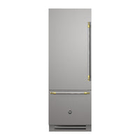 Refrigerador Bertazzoni Heritage 473 Litros 75cm-Abertura Esquerda geladeira de embutir inox escovado com puxadores retangulares e design clássico