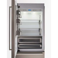 Refrigerador Bertazzoni Heritage 596 Litros 90cm-Abertura Esquerda refrigerador de embutir French Door em inox 2 portas com puxadores retangulares