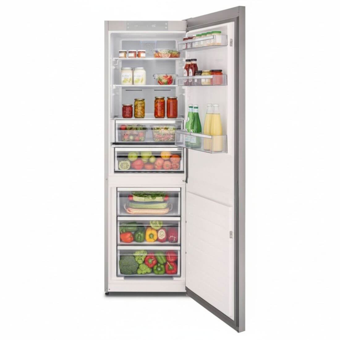 Refrigerador Tecno Professional 380 Litros Inox 60cm refrigerador bottom freezer inox 1 porta com gavetas transparentes e puxador tubular