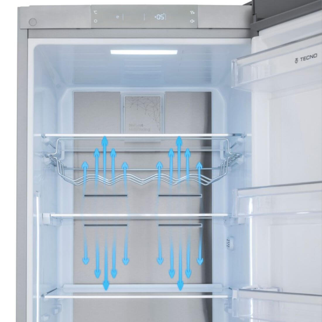 Refrigerador Tecno Professional Side by Side 658 Litros Inox 122cm, side by side embutido com portas inox, puxadores tubulares e interior iluminado